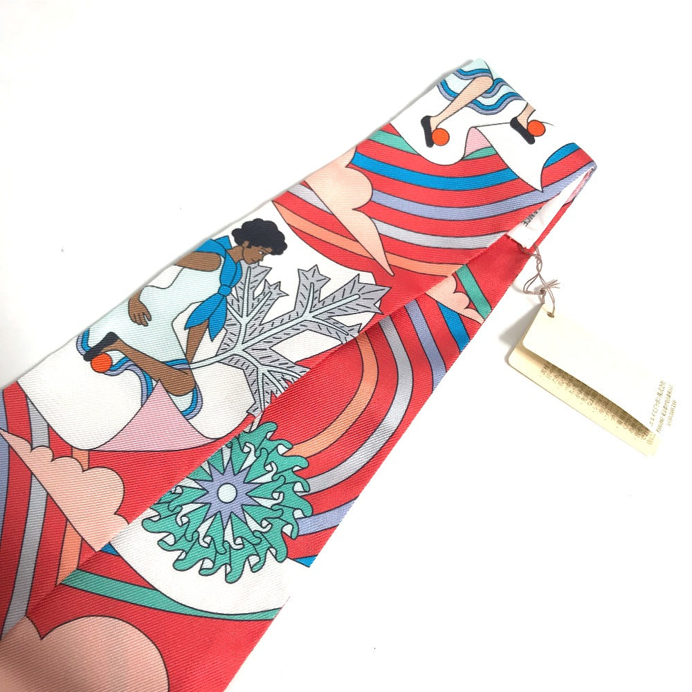 HERMES scarf silk Red Flying Carre Carres Volants Twilly Twilly Women  d