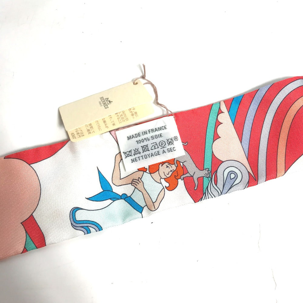 HERMES scarf silk Red Flying Carre Carres Volants Twilly Twilly Women  d