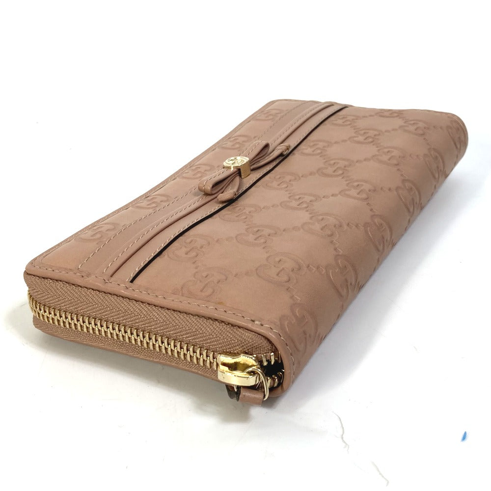 GUCCI Long Wallet Purse 257003 leather pink MAYFAI Ribbon Guccissima Ribbon Women