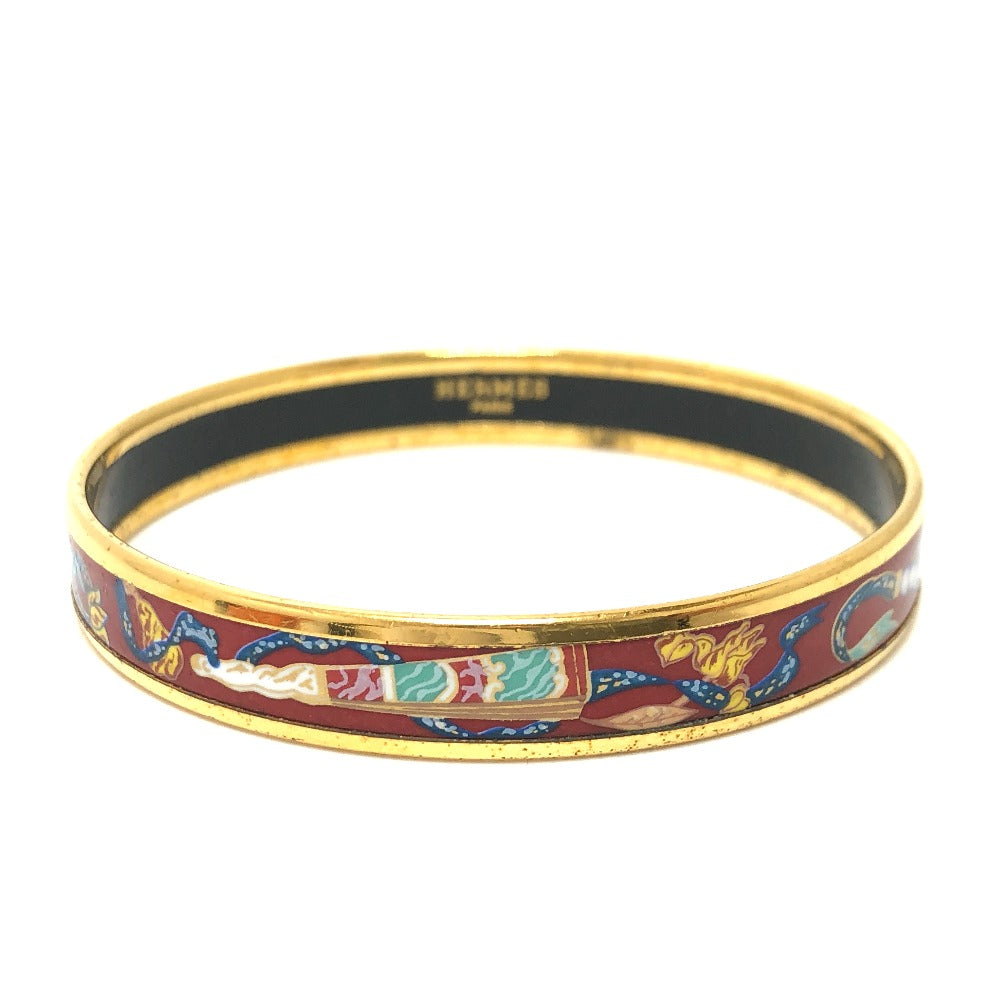 HERMES Bangle Gold Plated, Cloisonne Red type Emaille PM Women  d