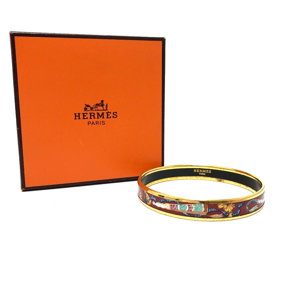 HERMES Bangle Gold Plated, Cloisonne Red type Emaille PM Women  d