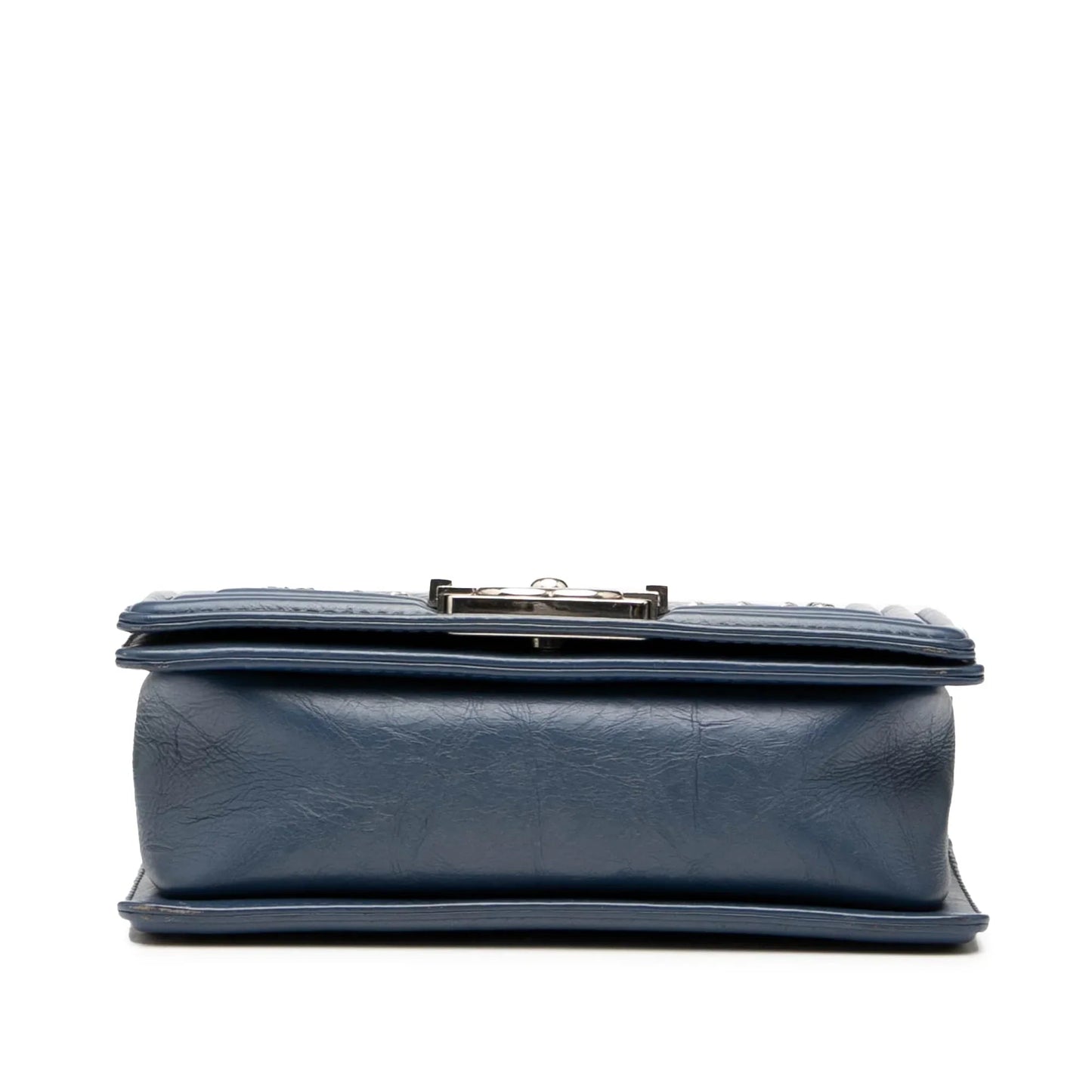 Blue Chanel Small Chevron Aged Calfskin Jacket Boy Flap Crossbody Bag