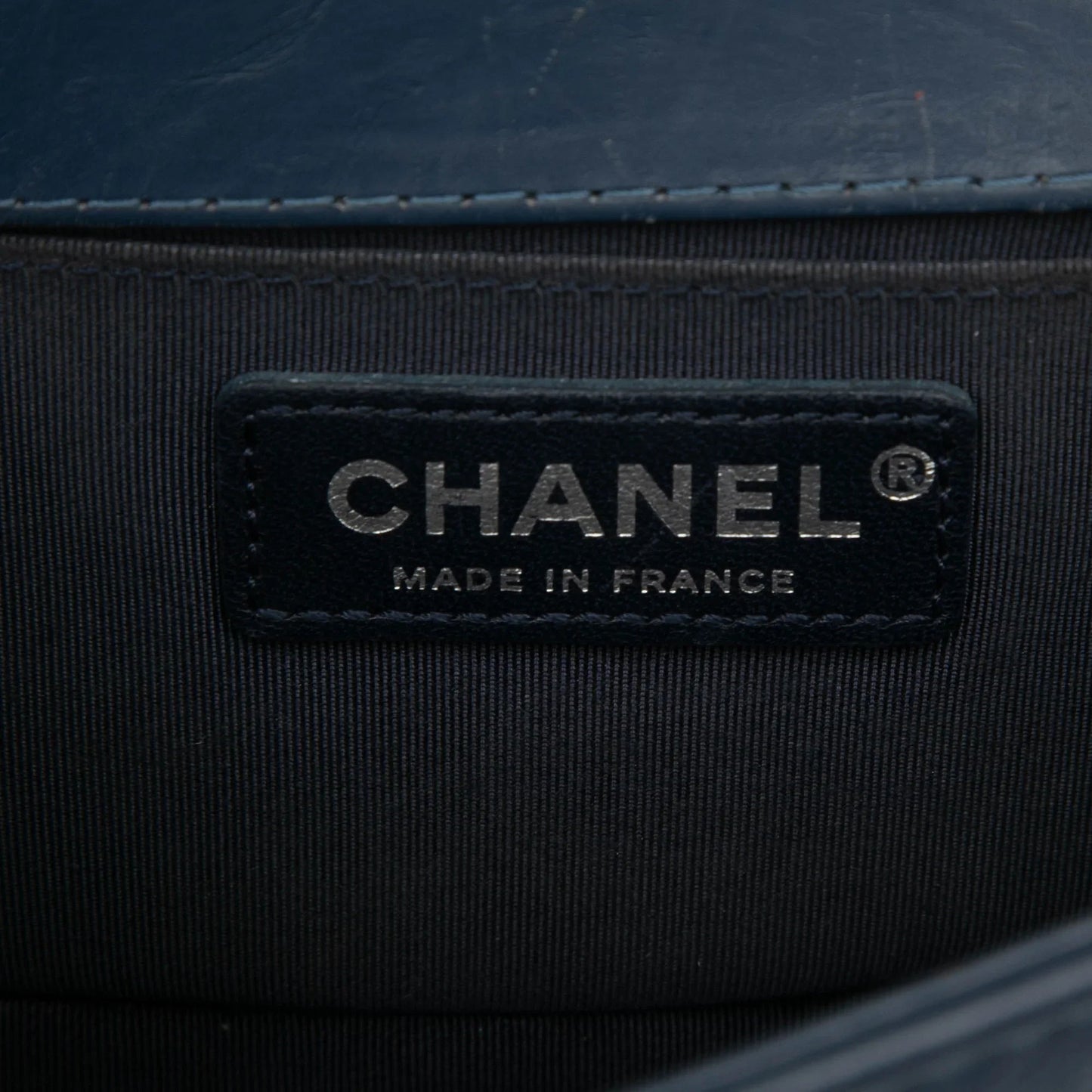 Blue Chanel Small Chevron Aged Calfskin Jacket Boy Flap Crossbody Bag