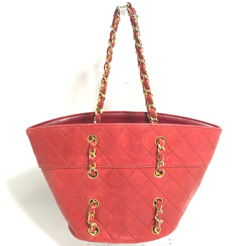 CHANEL Shoulder Bag lambskin Red   Matrasse quilting Women