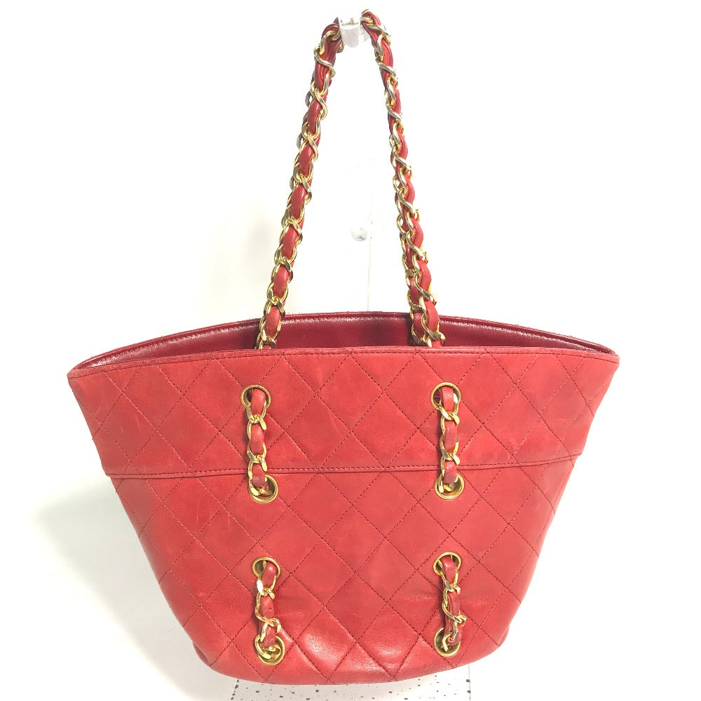 CHANEL Shoulder Bag lambskin Red   Matrasse quilting Women