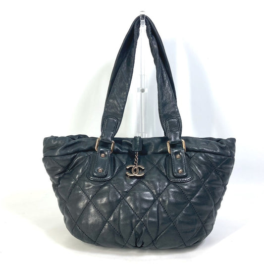 CHANEL Shoulder Bag leather black CC COCO Mark Matrasse quilting Women