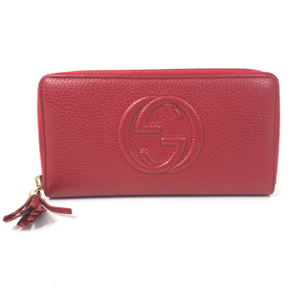 GUCCI Long Wallet Purse 598187 leather Red Long wallet with tassel GG Soho Women