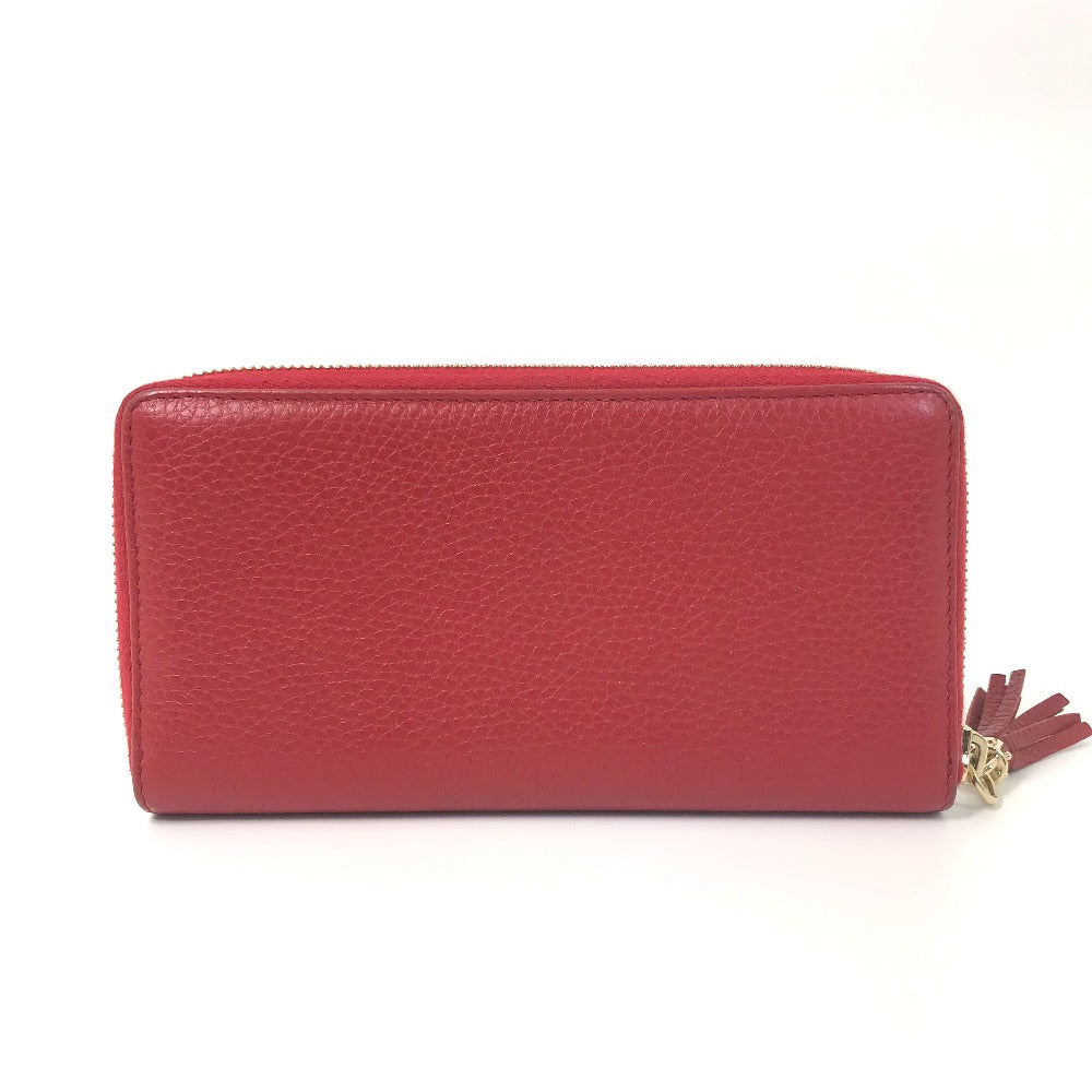 GUCCI Long Wallet Purse 598187 leather Red Long wallet with tassel GG Soho Women