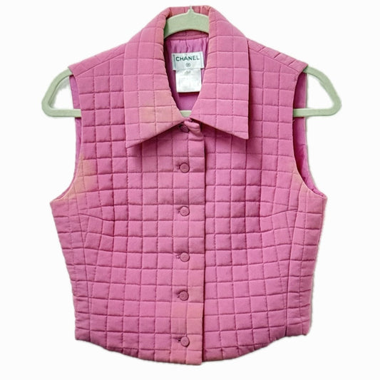 CHANEL Vest P15739 silk pink 00S CC COCO Mark Quilting 38