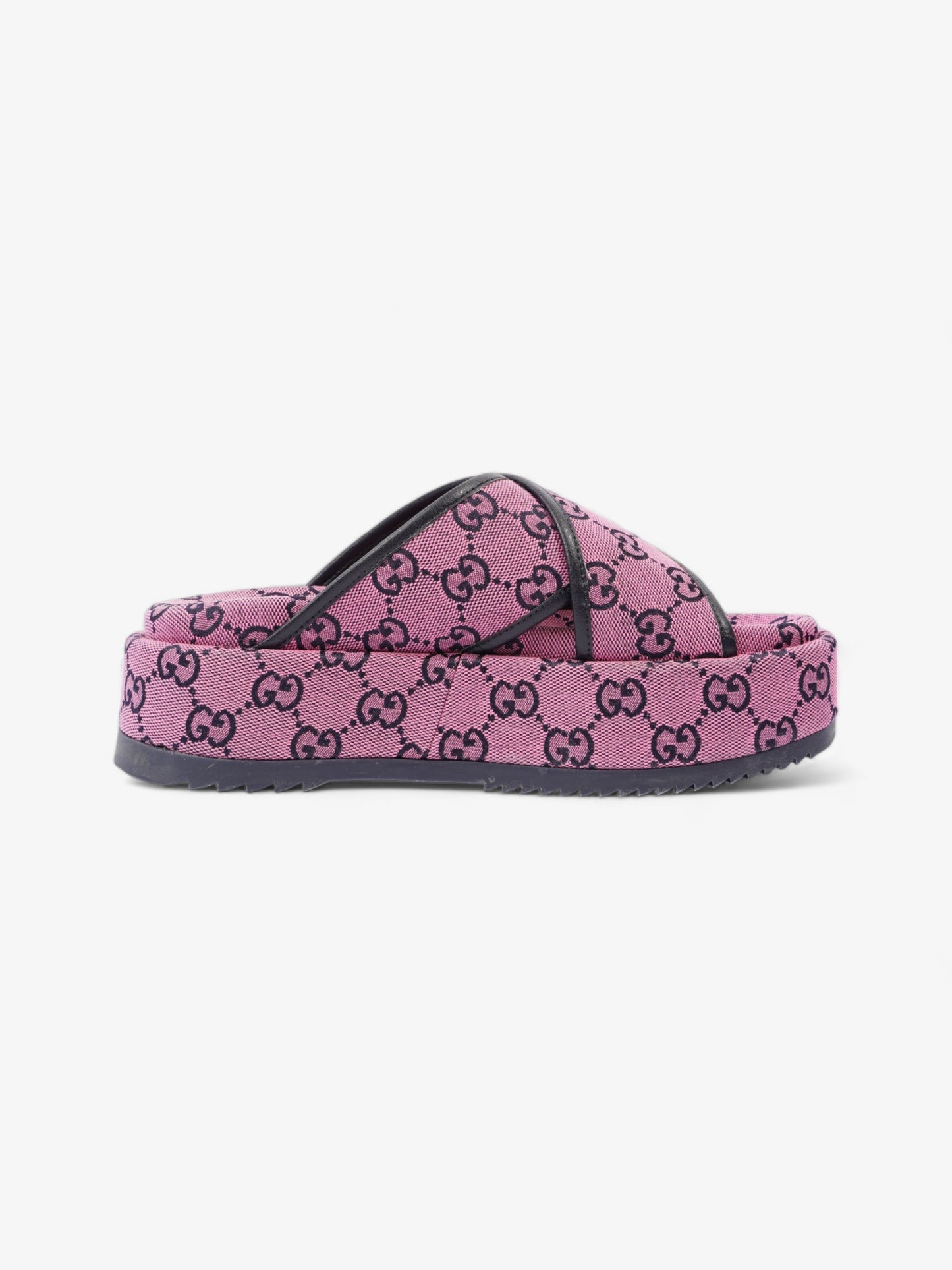 Gucci Crossover Platform Sandal Pink And Navy GG Supreme Canvas EU 36.5 UK 4.5