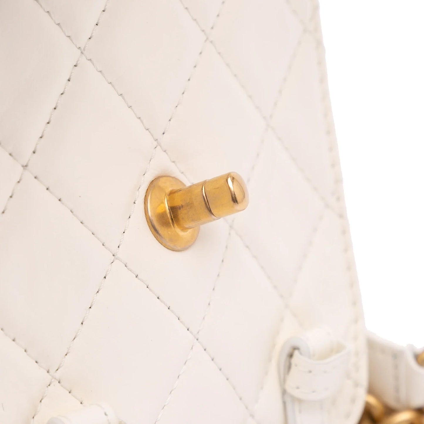 White Chanel Mini Aged Calfskin City School Flap Satchel