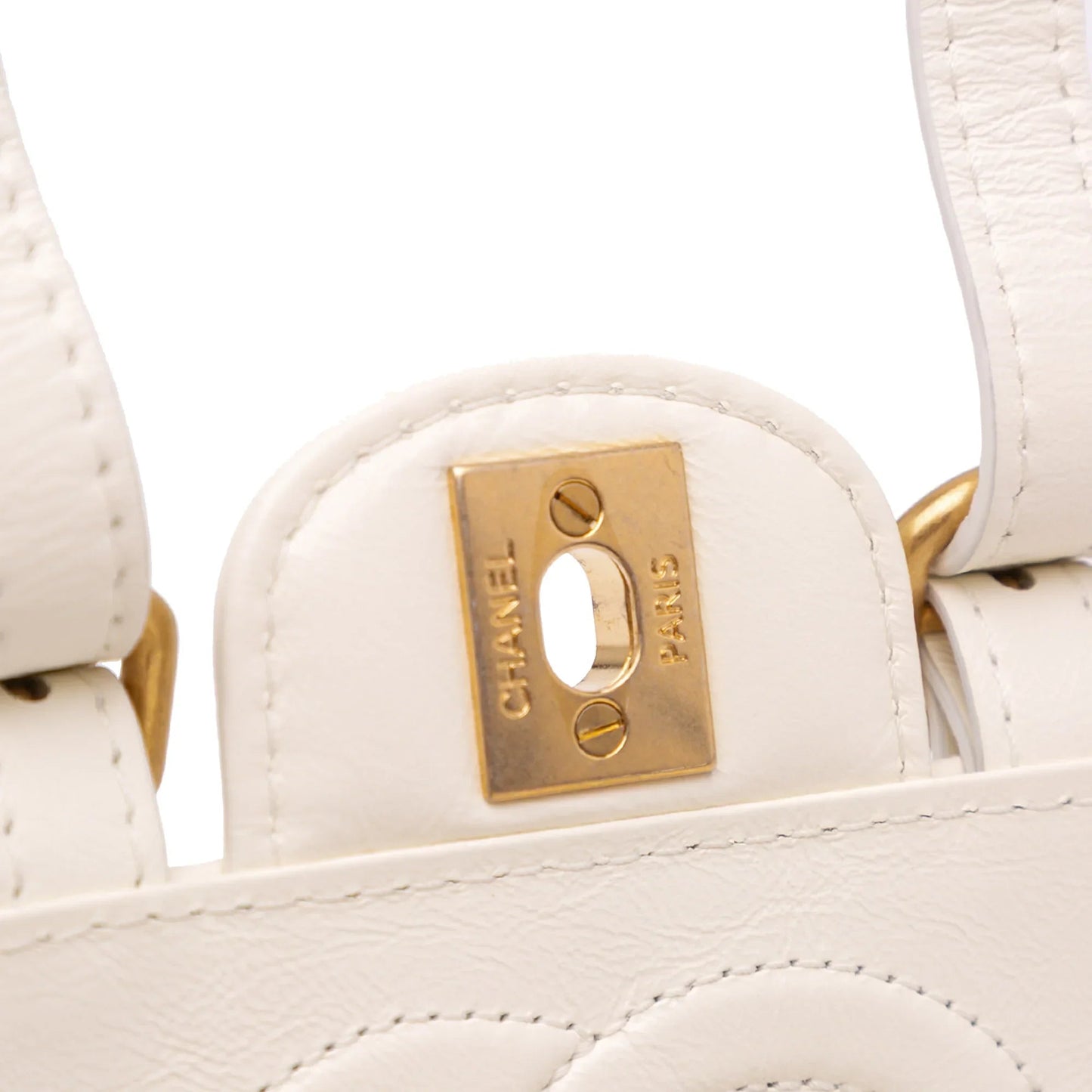 White Chanel Mini Aged Calfskin City School Flap Satchel