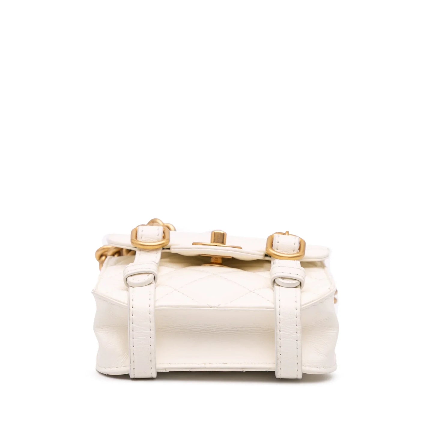 White Chanel Mini Aged Calfskin City School Flap Satchel