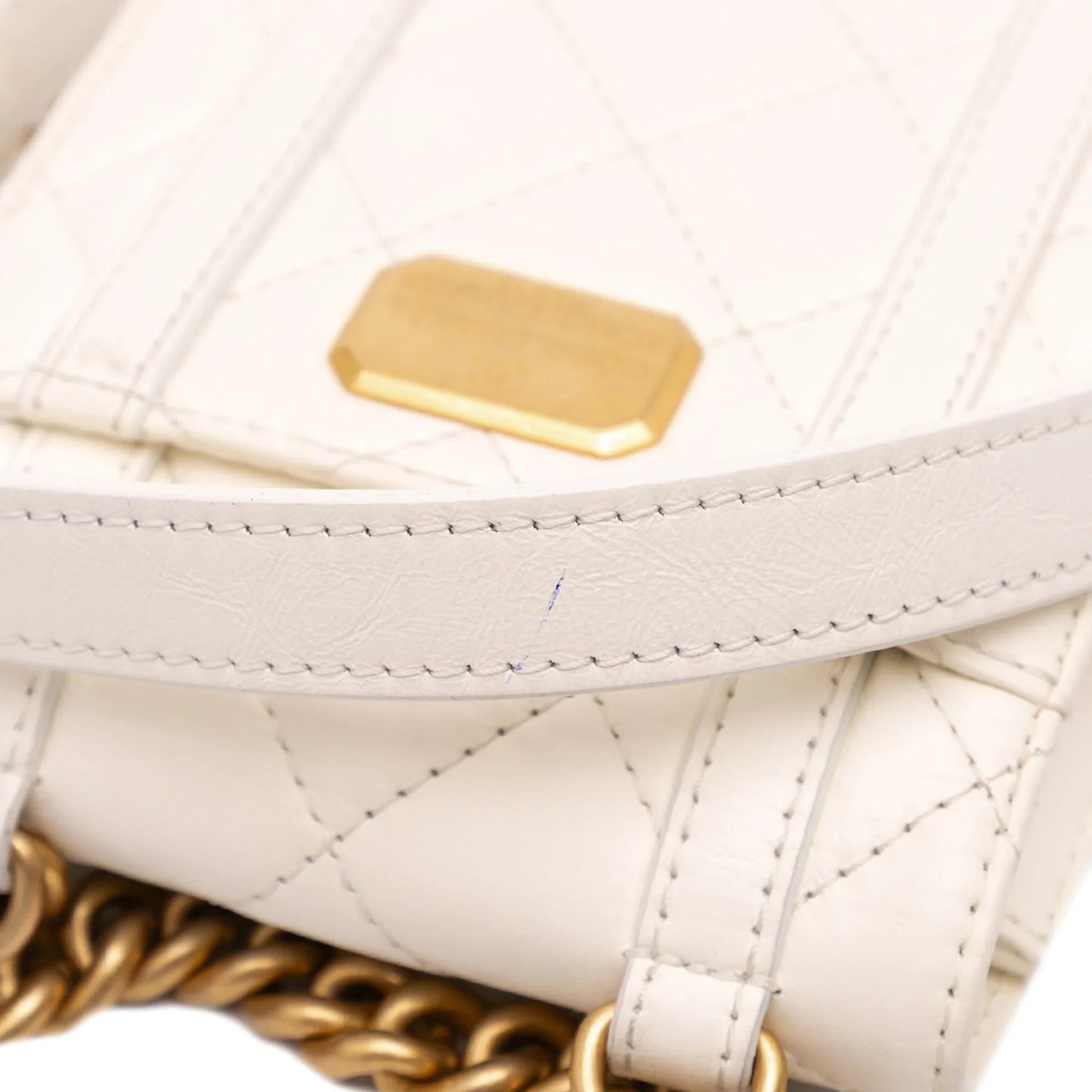 White Chanel Mini Aged Calfskin City School Flap Satchel