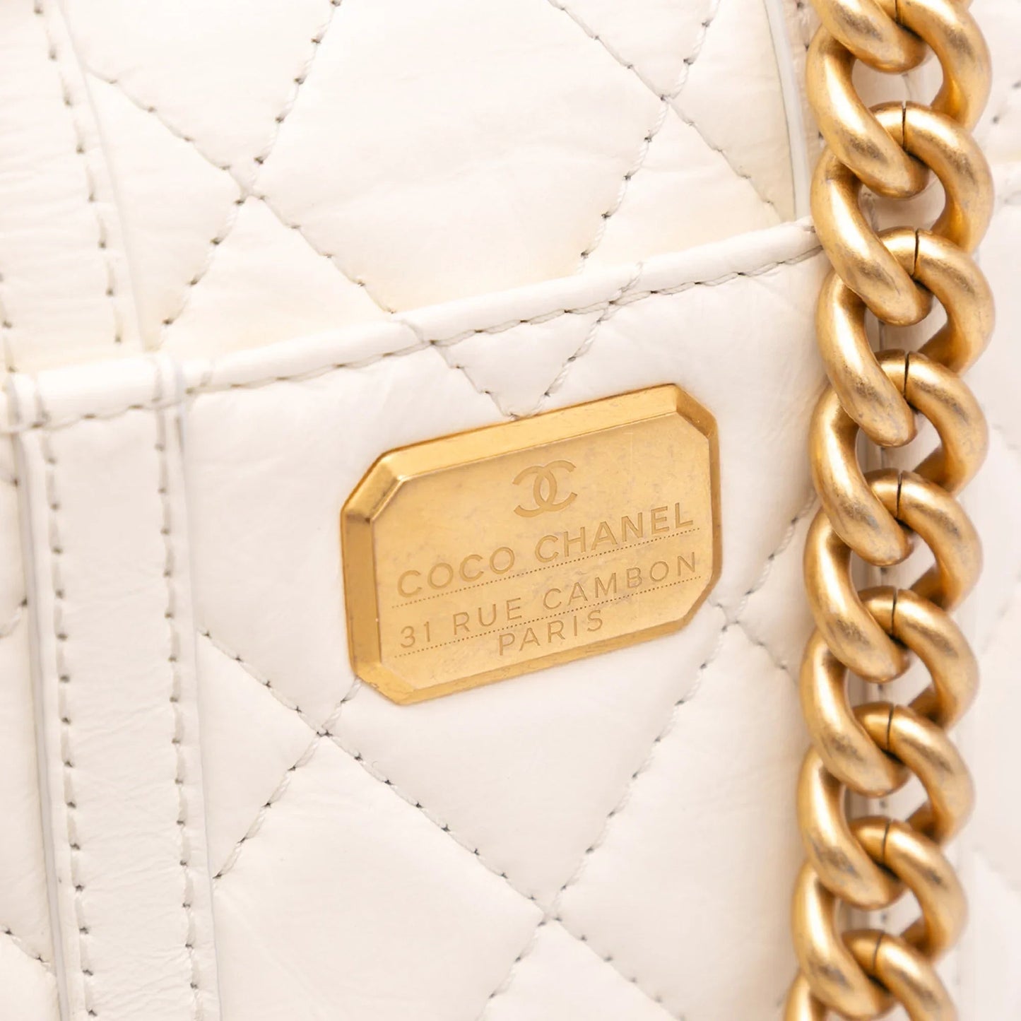 White Chanel Mini Aged Calfskin City School Flap Satchel