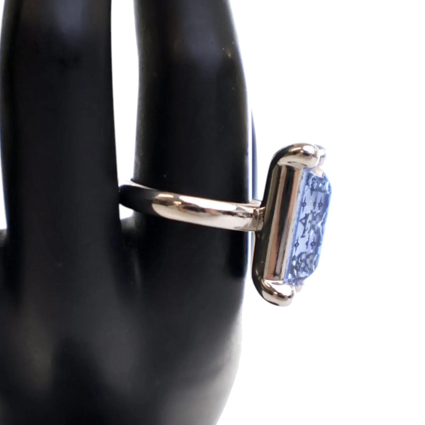 Silver Louis Vuitton Monogram Crystal Ring