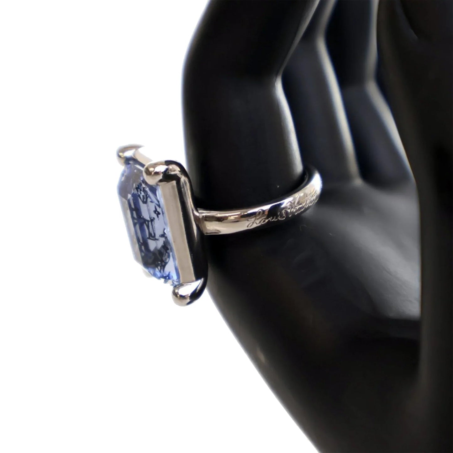 Silver Louis Vuitton Monogram Crystal Ring