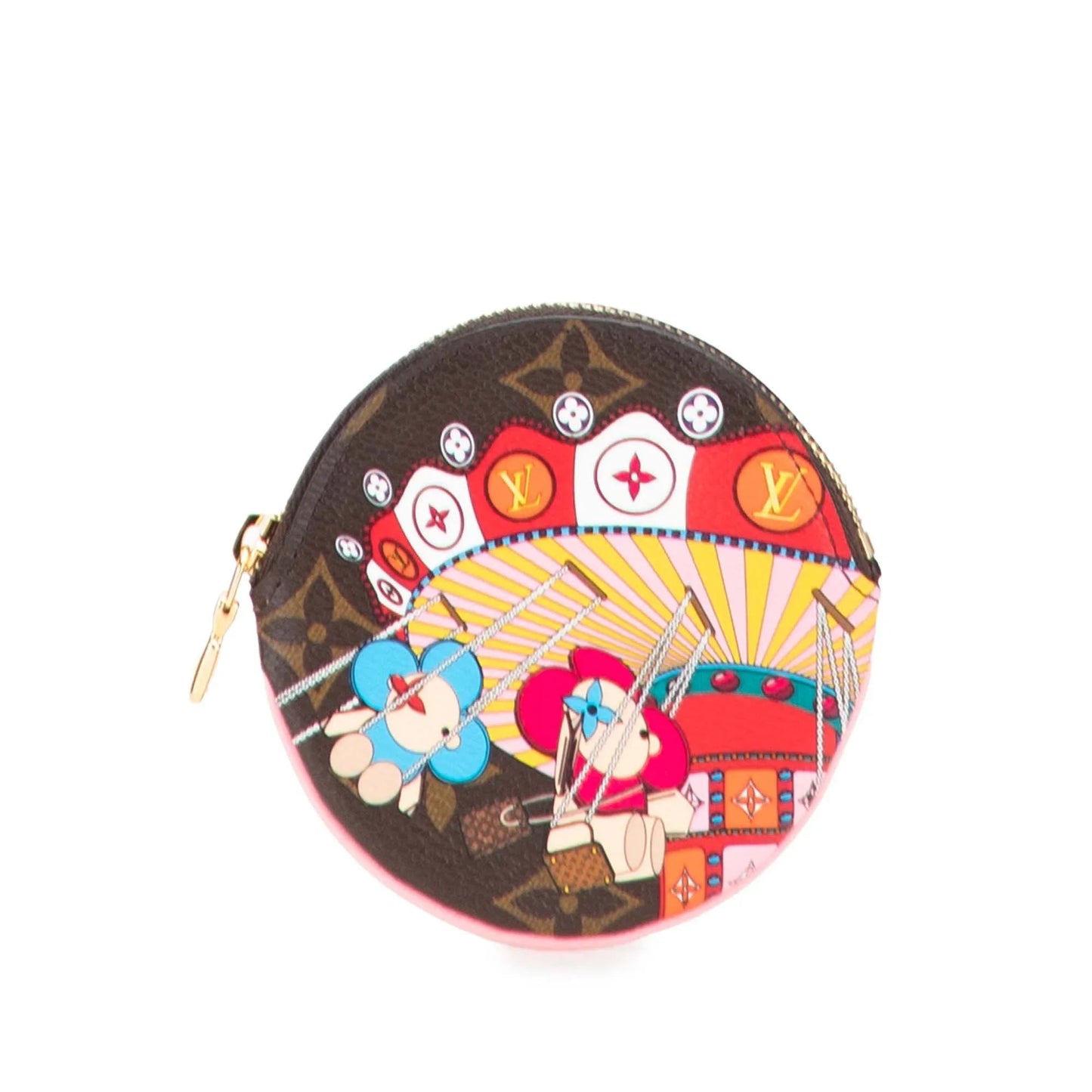 Brown Louis Vuitton Monogram Vivienne Christmas Animation Swing Ride Round Coin Purse