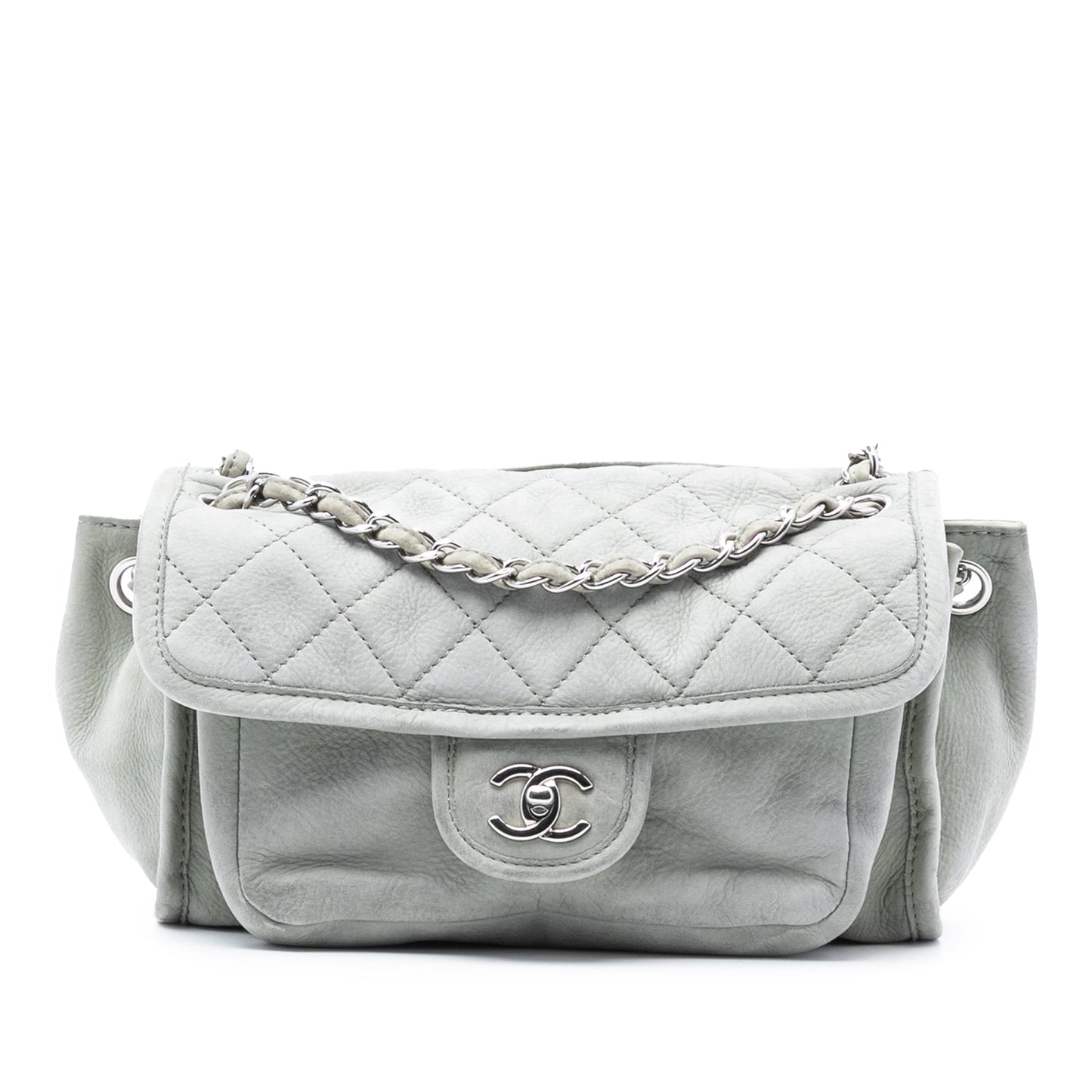 Gray Chanel Calfskin French Riviera Shoulder Bag