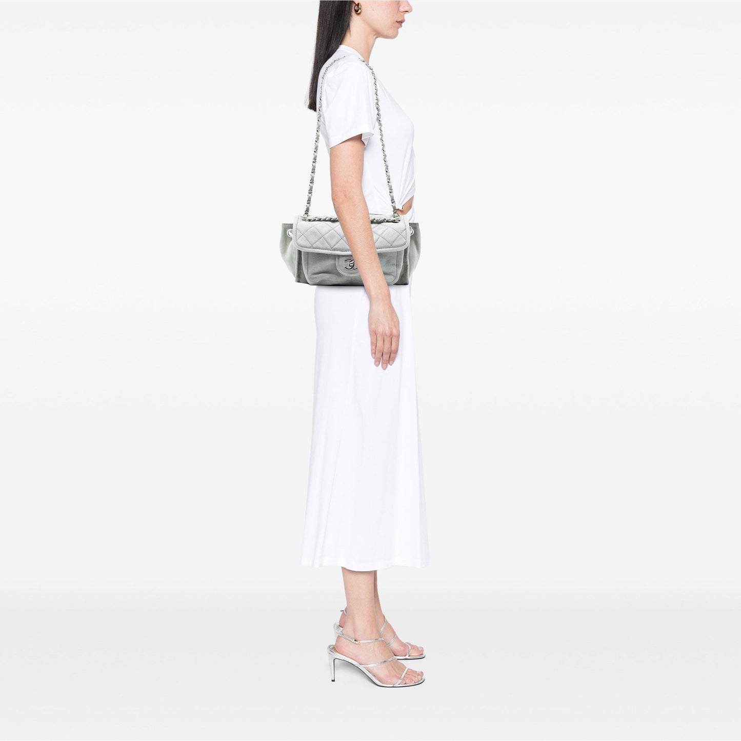 Gray Chanel Calfskin French Riviera Shoulder Bag