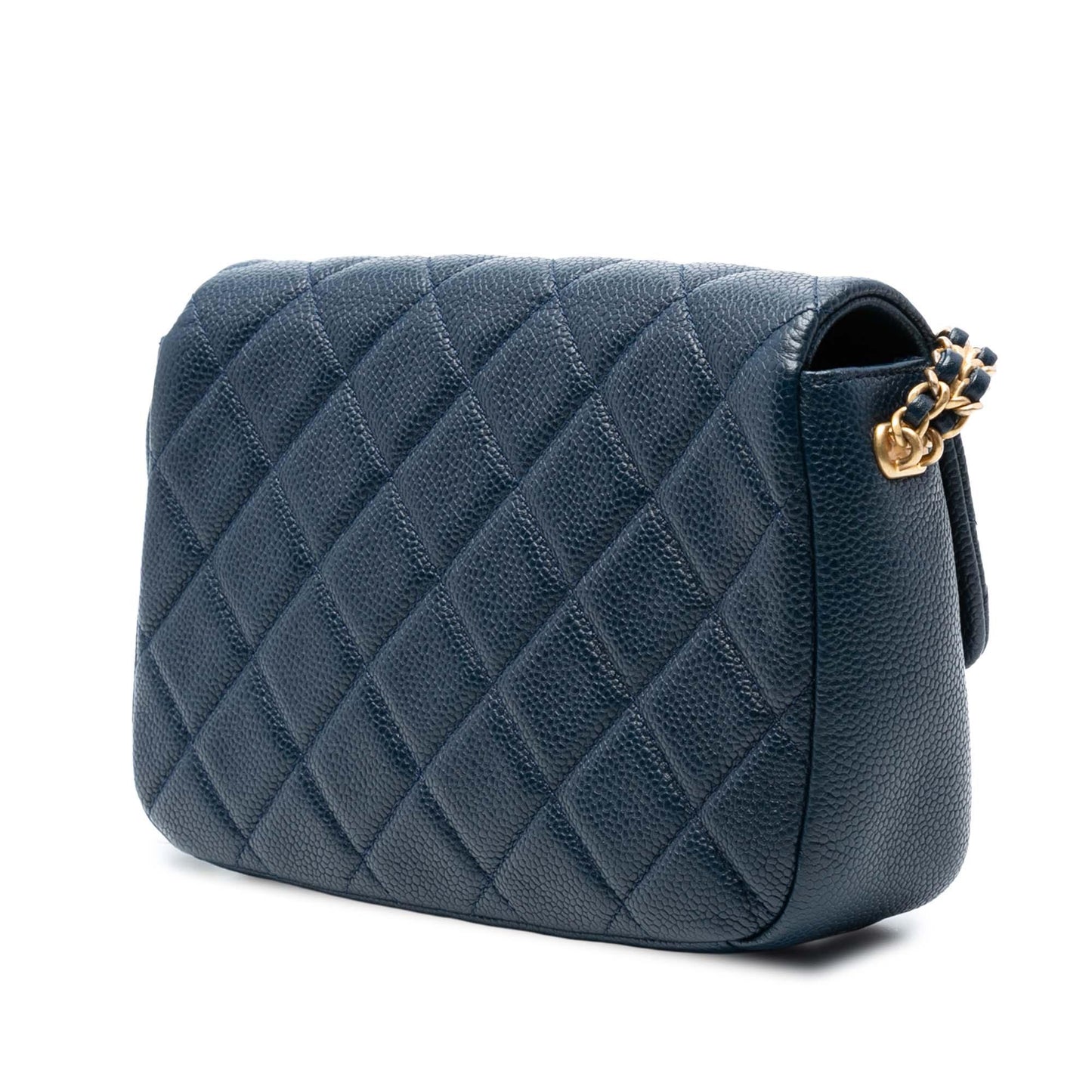 Blue Chanel Mini Quilted Caviar Chain Soul Flap Crossbody Bag