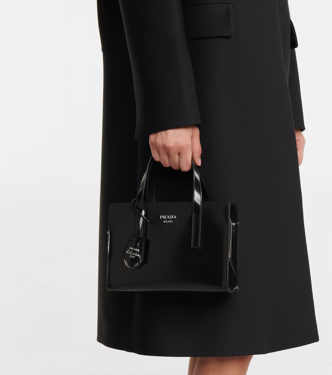 *FIRE PRICE* Prada Black Re-Edition 1995 Mini Top Handle Tote Bag in Brushed Calfskin Leather with Palladium Hardware RRP £2,900