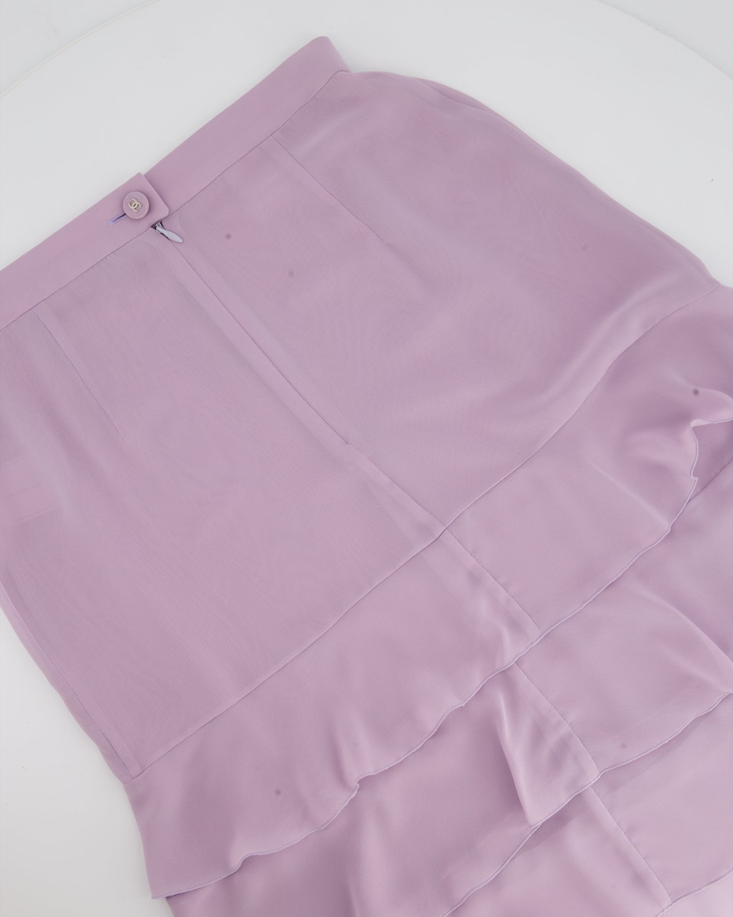 *HOT  * Chanel   98C Lilac Tiered Midi Skirt Size FR 38 (UK 10)