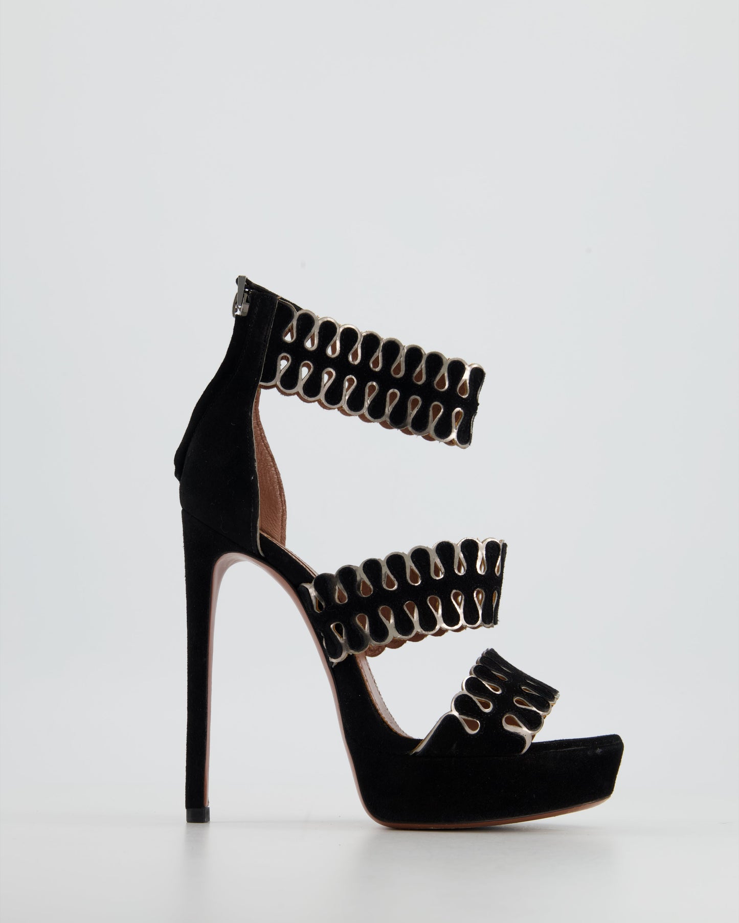Ala•a Black Cut Out Open Sandal Heels Size EU 35
