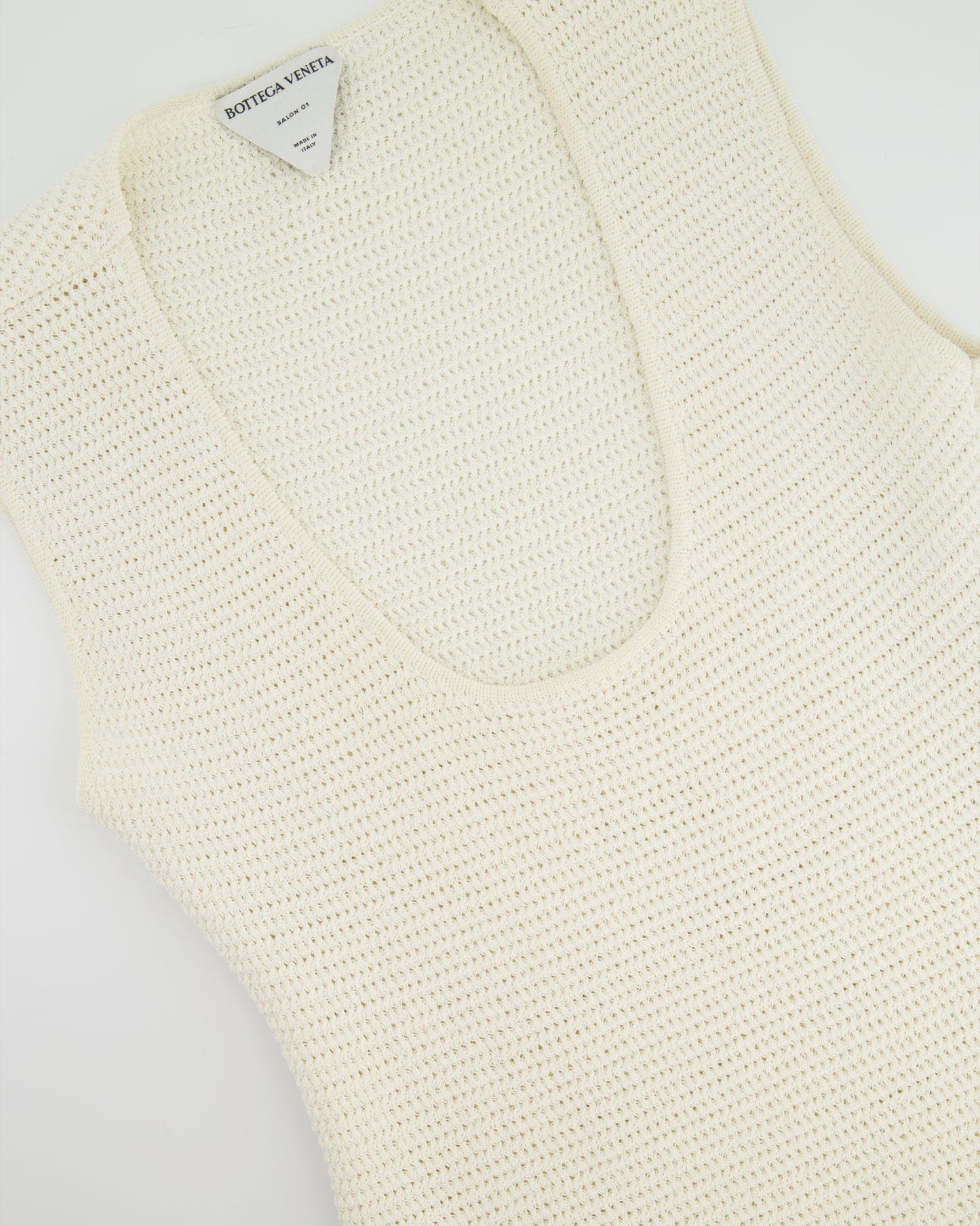 Bottega Cream Open-Knit Cotton Blend Mini Dress Size L (UK 14)