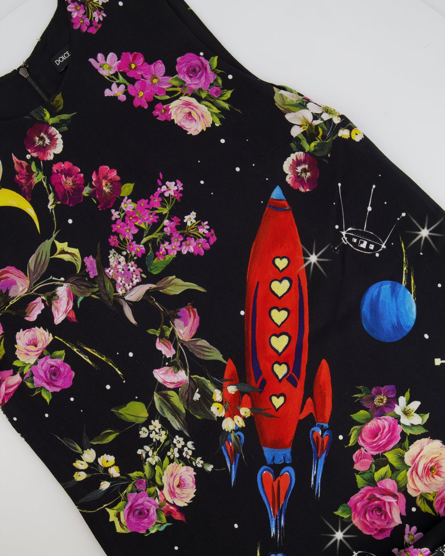 Dolce & Gabbana Black Silk Sleeveless Dress with Floral Prints Size IT 40 (UK 8)