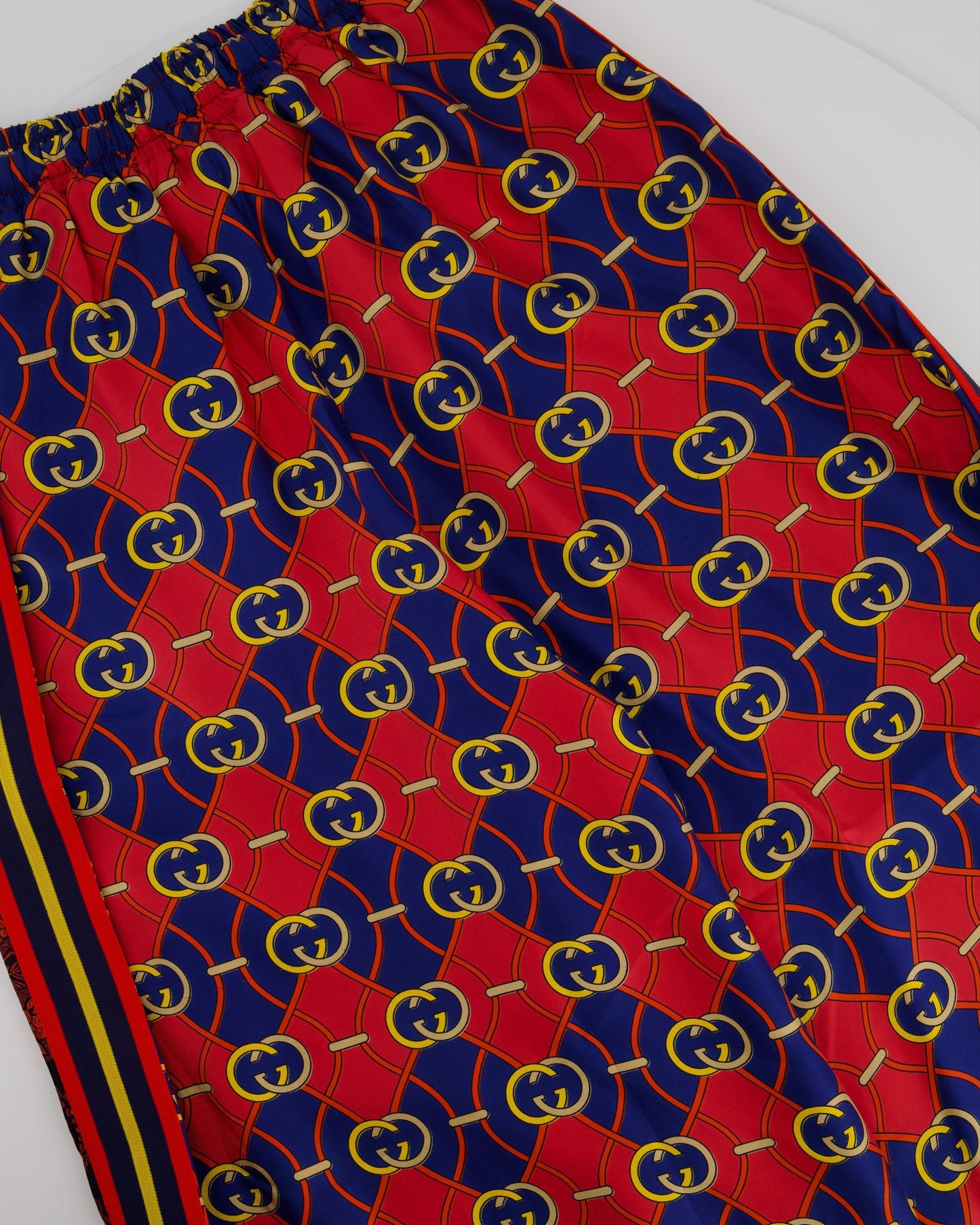 Gucci Red and Blue Silk GG & Floral Jacquard Tro rs Size XXS (UK 4)