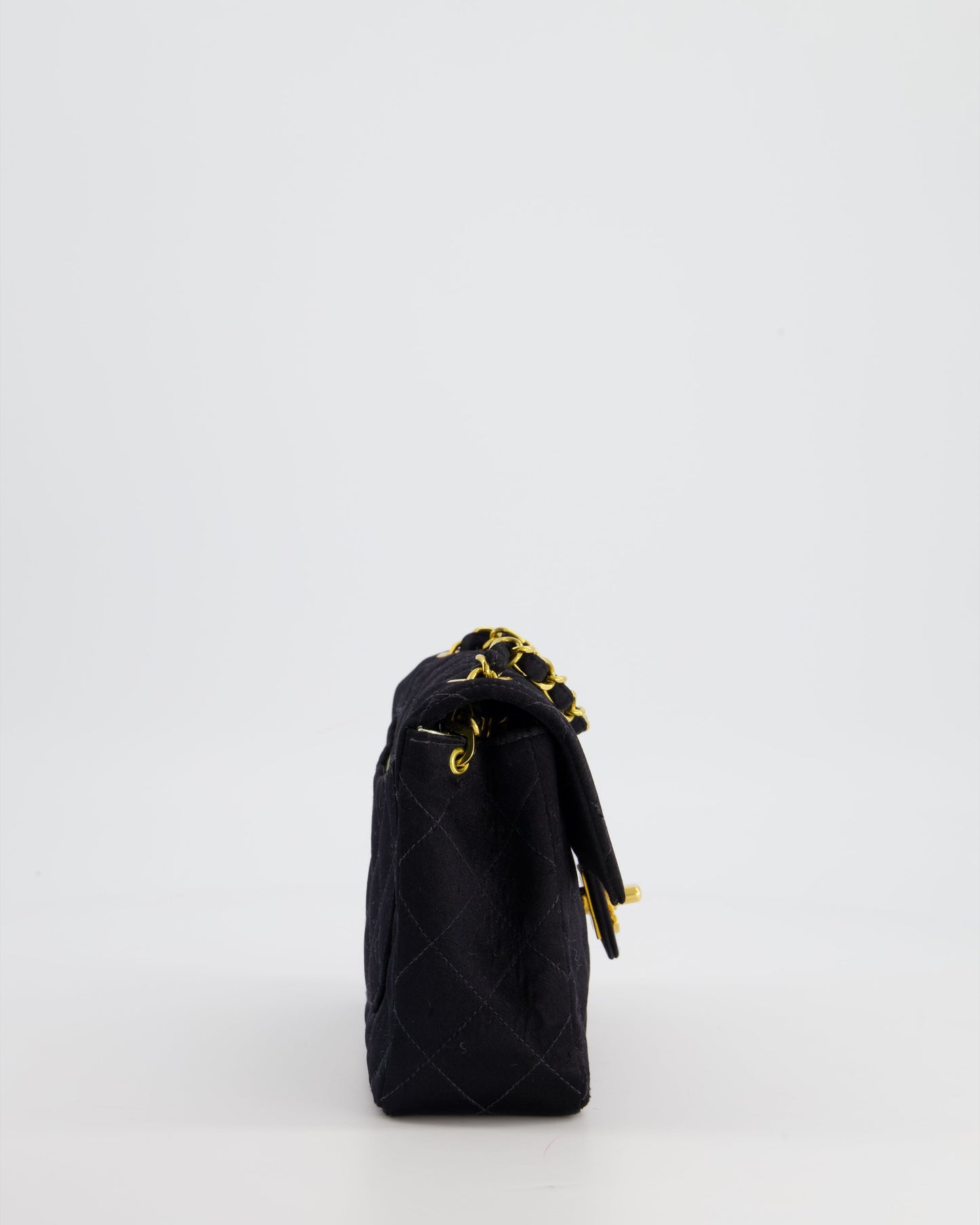 *HOT* Chanel   Satin Black Mini Square Flap Bag with 24K Gold Hardware