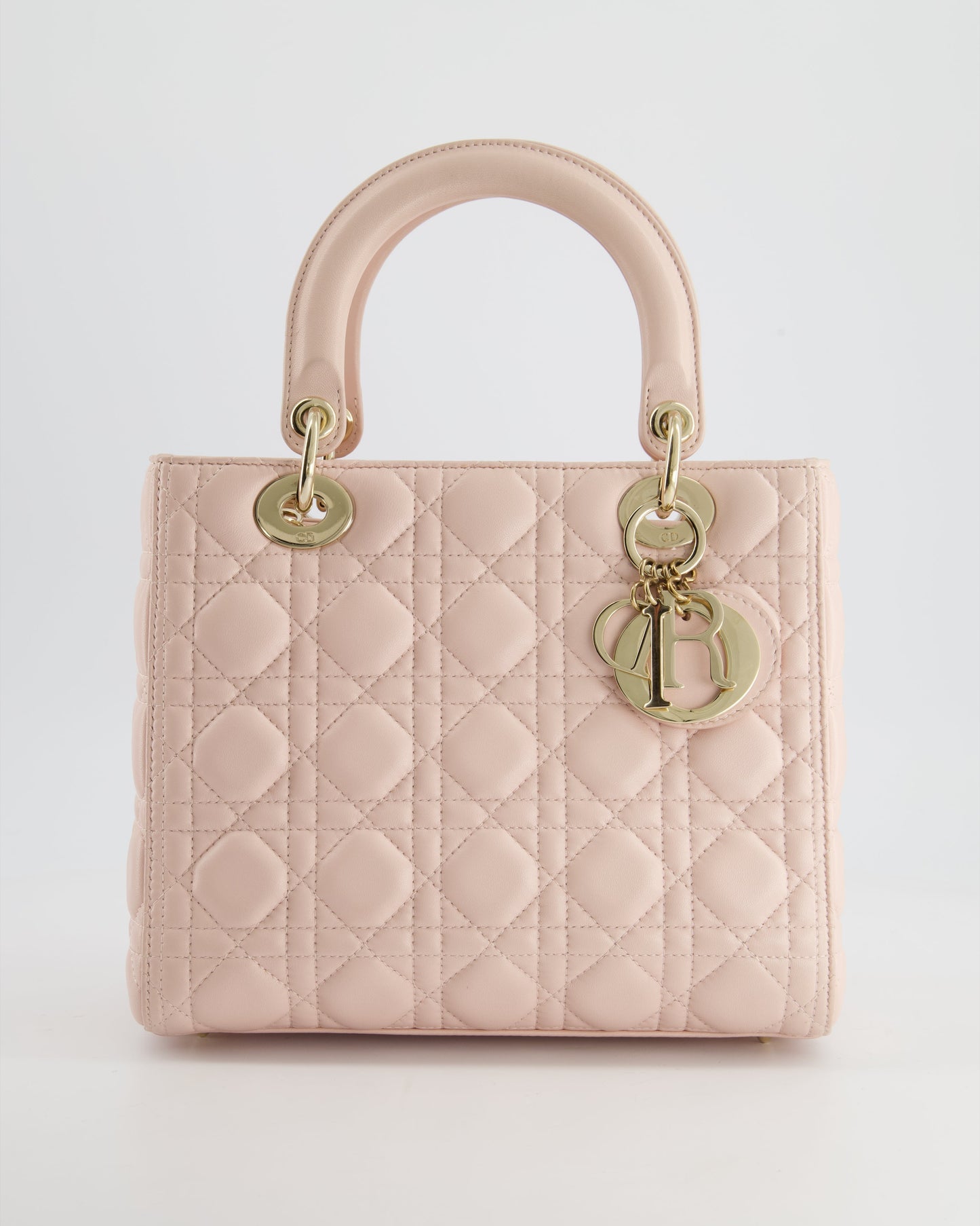 Christian Dior Heavenly Pink Medium Lady Dior Bag in Lambskin Leather with Champagne Gold Hardware