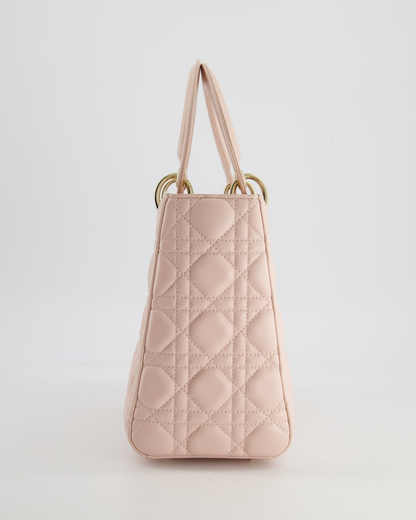 Christian Dior Heavenly Pink Medium Lady Dior Bag in Lambskin Leather with Champagne Gold Hardware