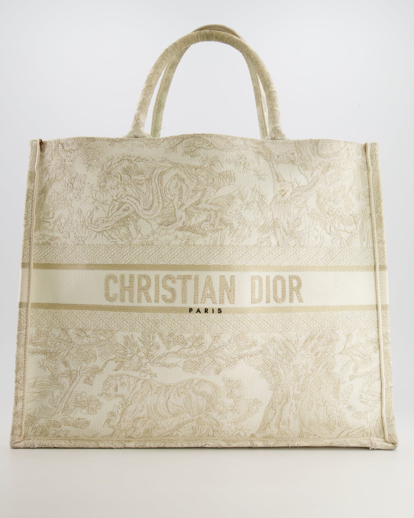 Christian Dior Cream and Gold Embroidered Large Book Tote Bag RRP £2,550