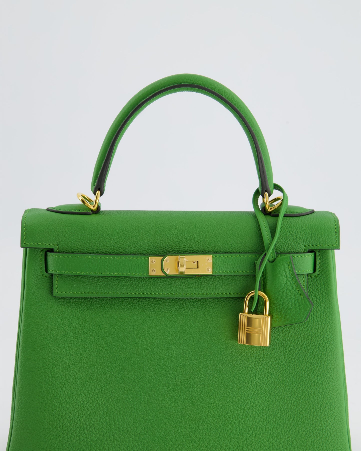 *RARE* The Elite Bags Kelly 25 Retourne Bag in Vert Yucca Togo Leather and Gold Hardware