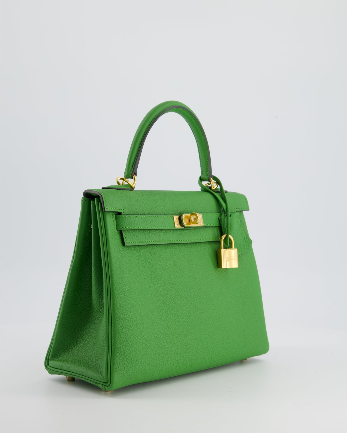 *RARE* The Elite Bags Kelly 25 Retourne Bag in Vert Yucca Togo Leather and Gold Hardware