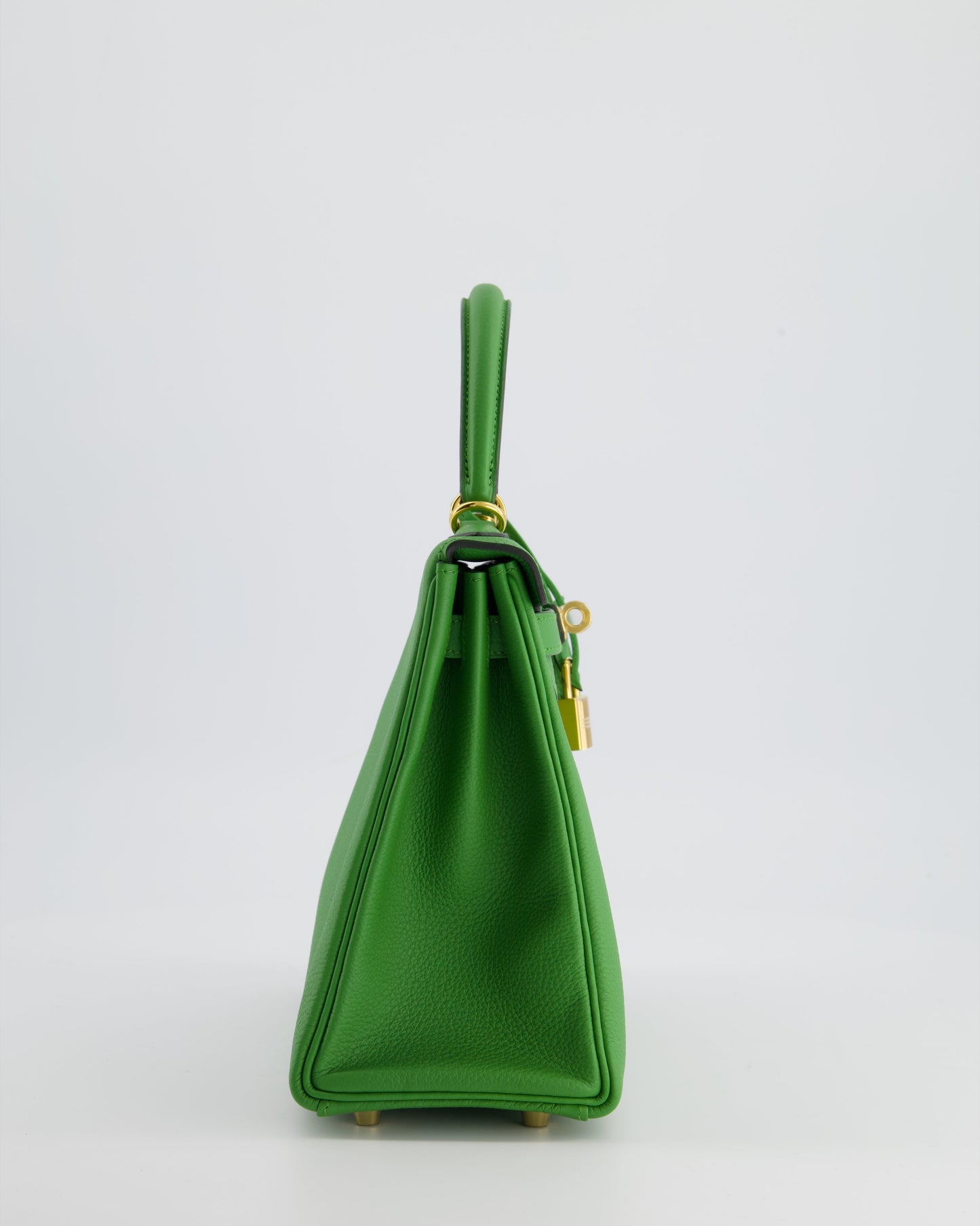 *RARE* The Elite Bags Kelly 25 Retourne Bag in Vert Yucca Togo Leather and Gold Hardware