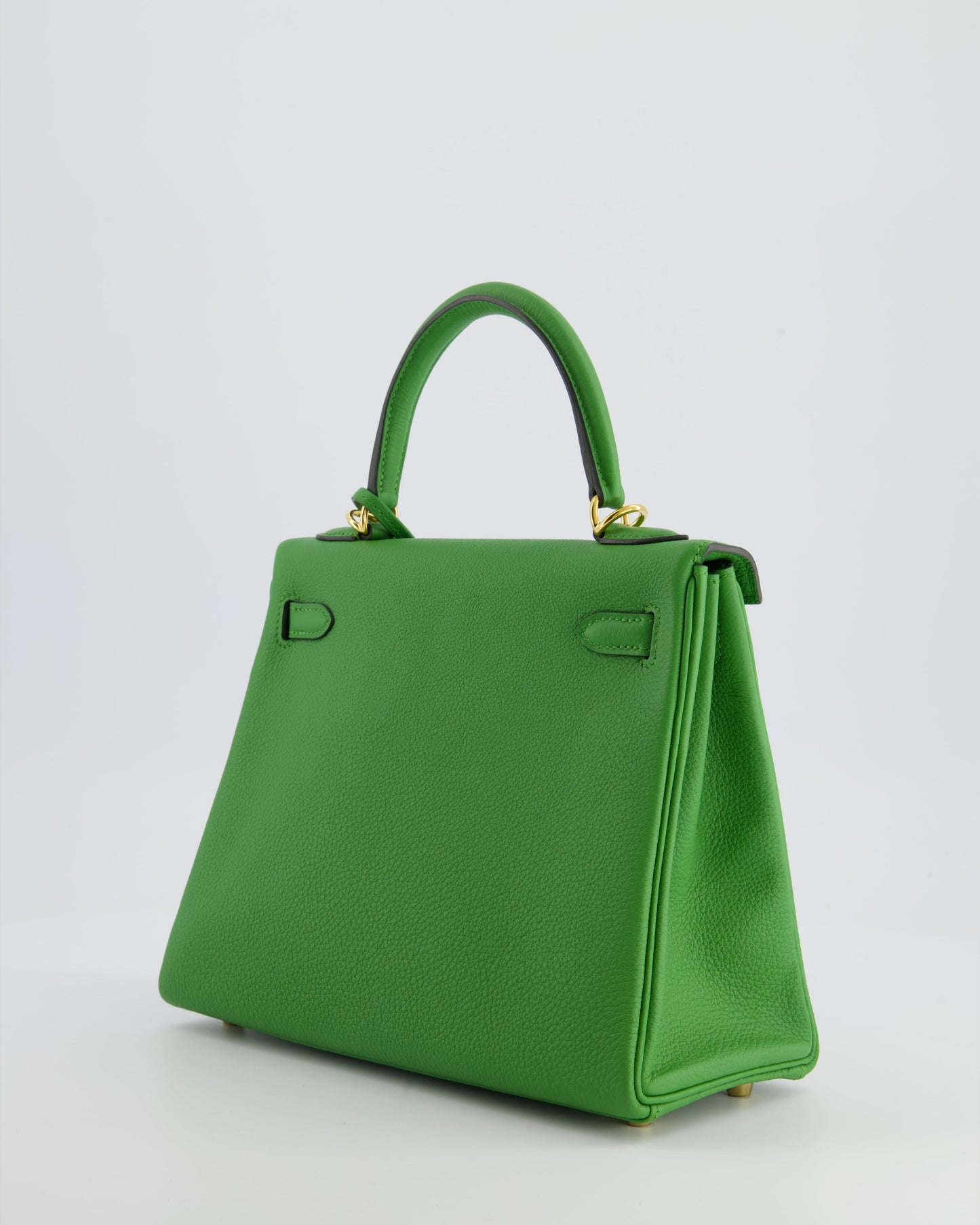 *RARE* The Elite Bags Kelly 25 Retourne Bag in Vert Yucca Togo Leather and Gold Hardware