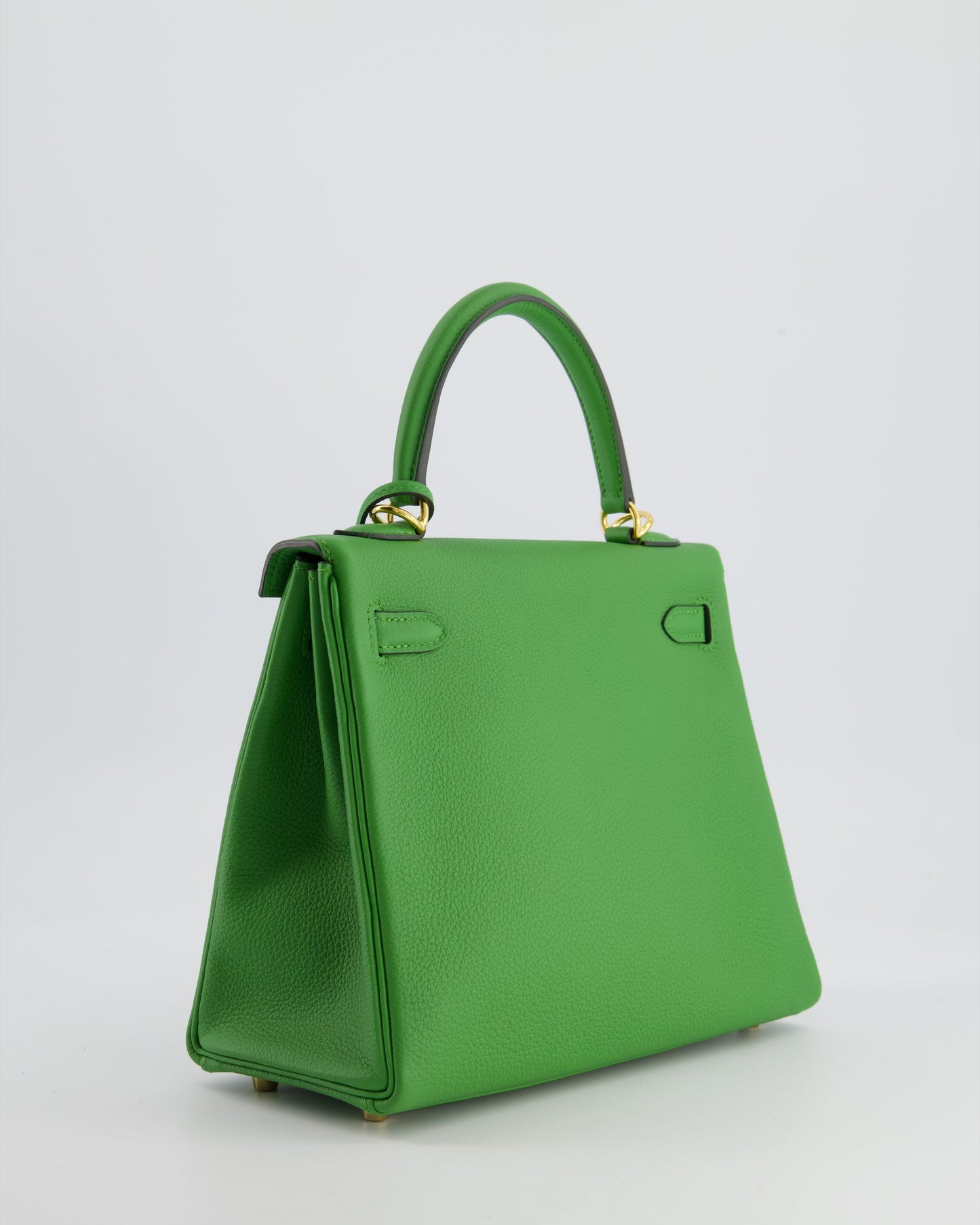 *RARE* The Elite Bags Kelly 25 Retourne Bag in Vert Yucca Togo Leather and Gold Hardware