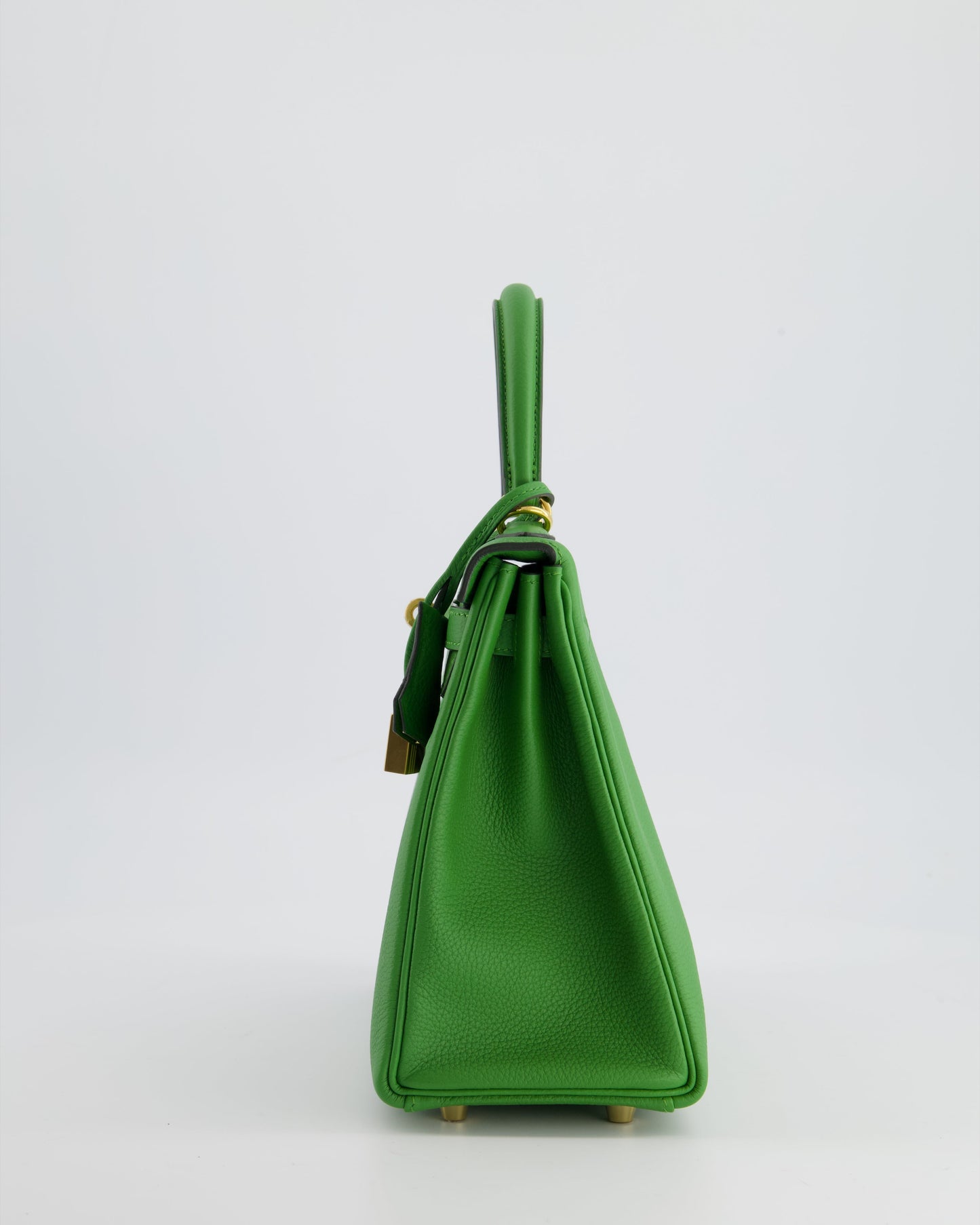 *RARE* The Elite Bags Kelly 25 Retourne Bag in Vert Yucca Togo Leather and Gold Hardware