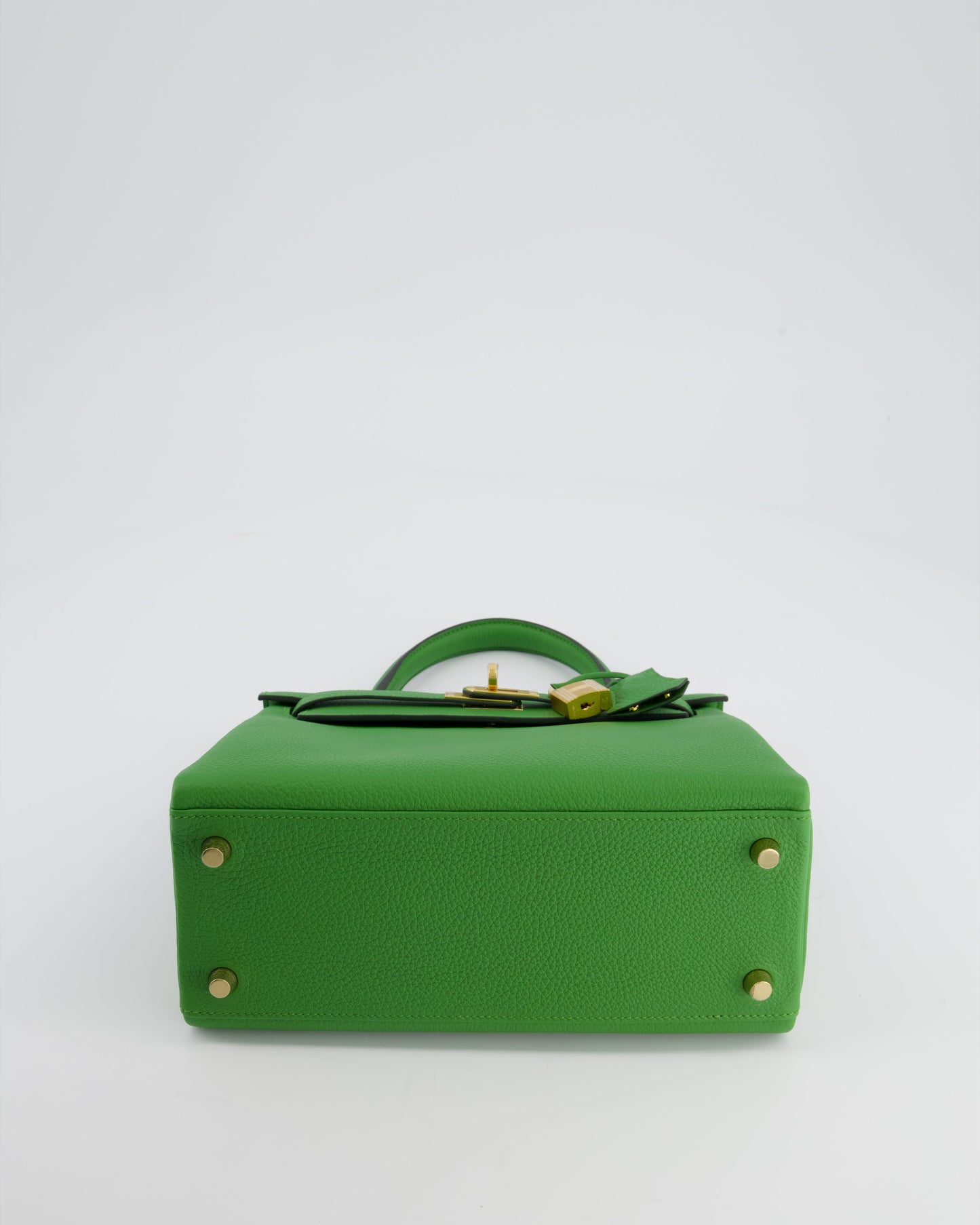*RARE* The Elite Bags Kelly 25 Retourne Bag in Vert Yucca Togo Leather and Gold Hardware