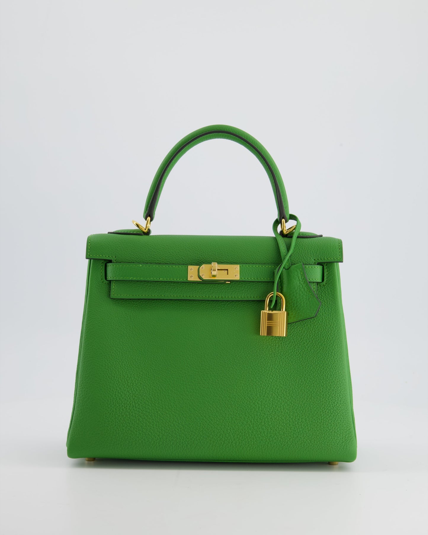 *RARE* The Elite Bags Kelly 25 Retourne Bag in Vert Yucca Togo Leather and Gold Hardware