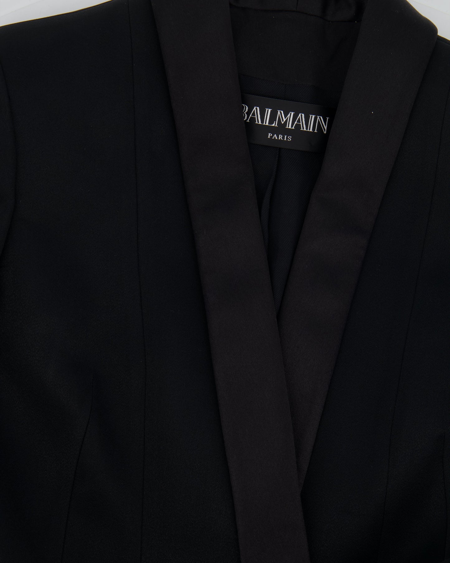 Balmain Black Blazer Jacket with Gold Buttons and Silk Trim Detail Size FR 38 (UK 10)