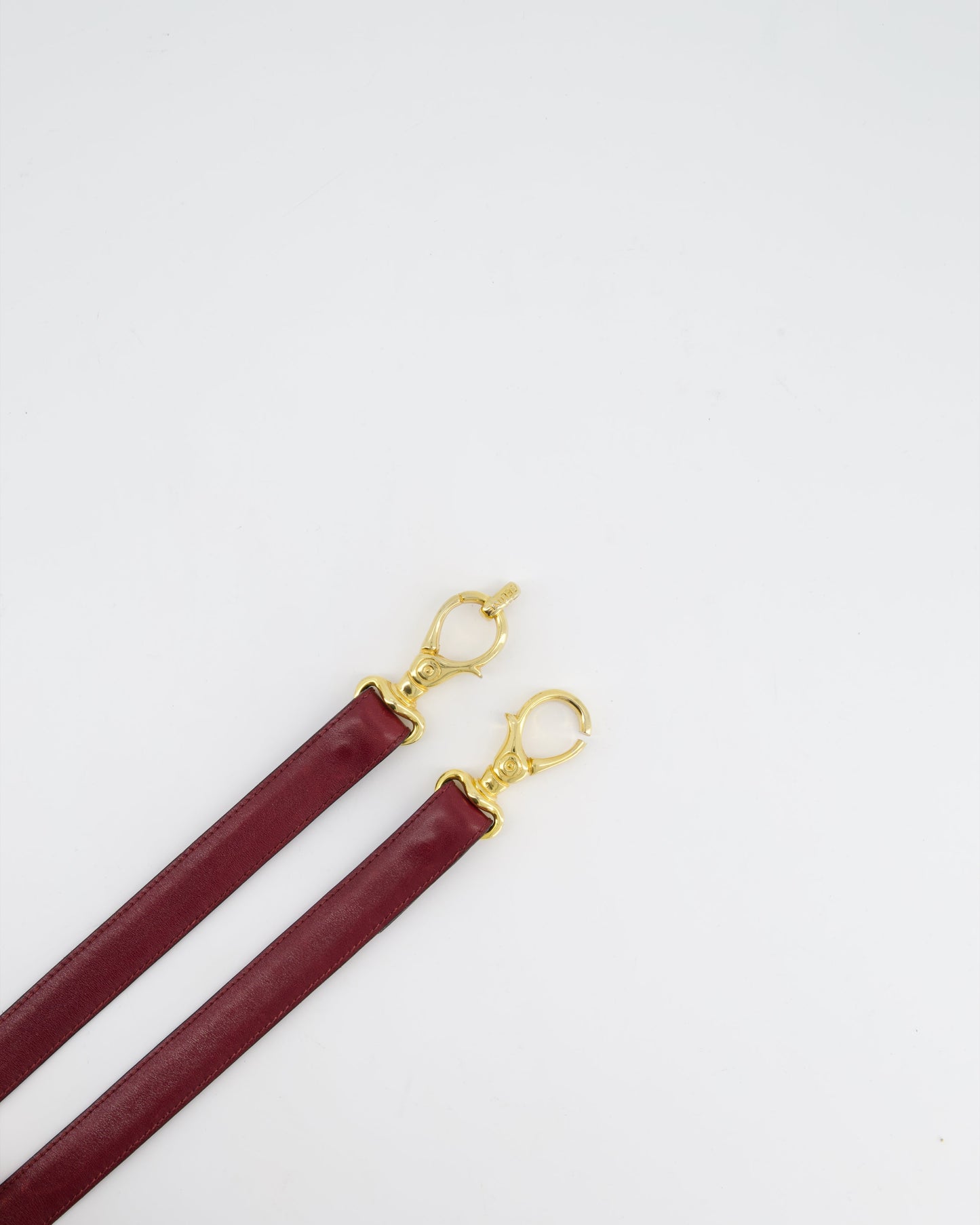 Celine 70cm Burgundy   Belt with Gold Logo Clasp 70cm