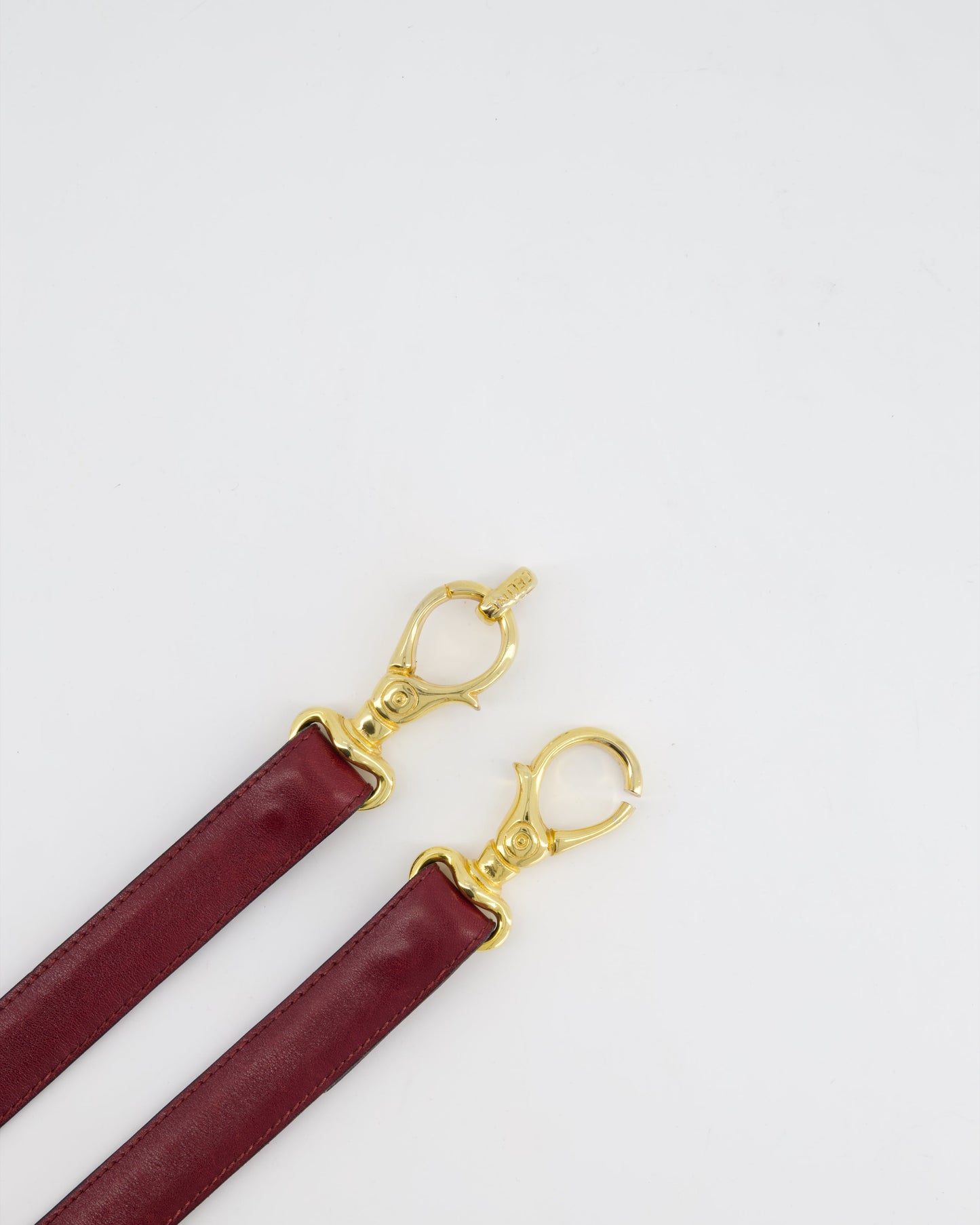 Celine 70cm Burgundy   Belt with Gold Logo Clasp 70cm