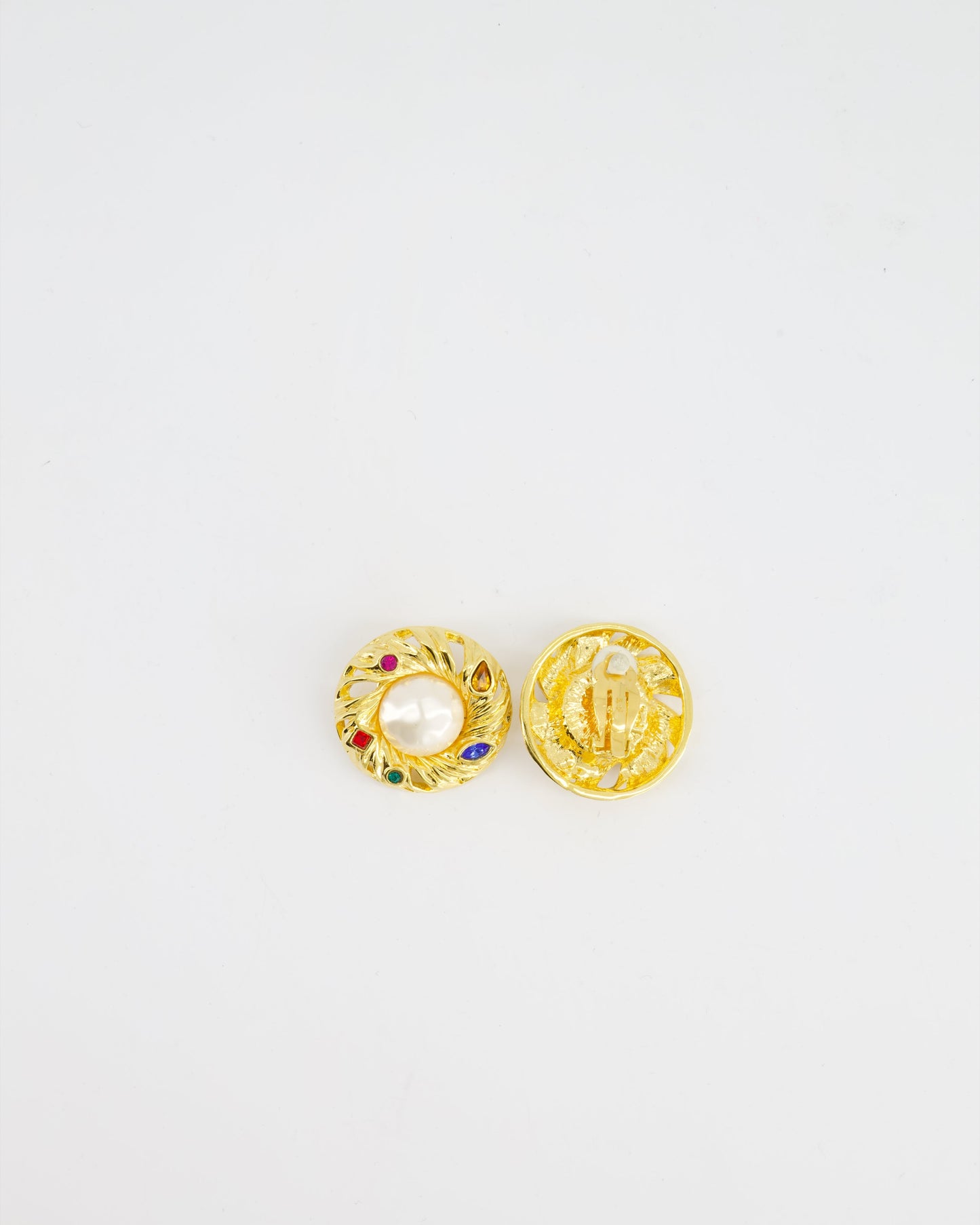 *RARE* Yves Saint Laurent Pearl Rhinestone Brooch and Earrings Set