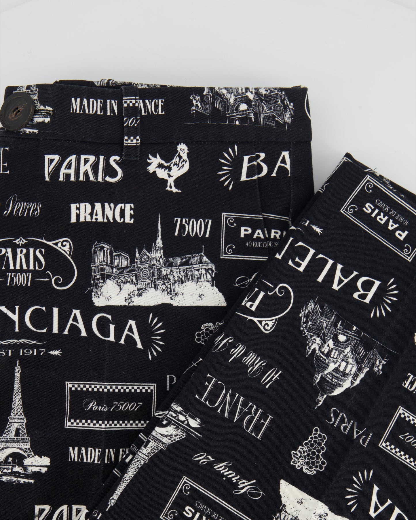 Balenciaga Black and White Paris Resto Straight-Leg Tro rs Size IT 46 (UK 14)