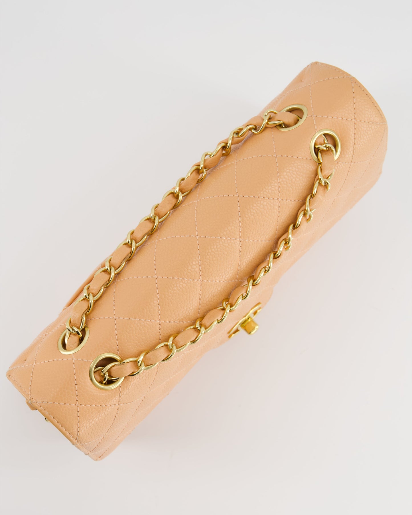 Chanel   Peach Classic Medium Double Flap Bag in Caviar Leather with 24K Gold Hardware