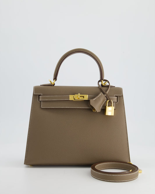 *HOLY GRAIL* Herm�s Kelly 25 Sellier Bag in Etoupe Epsom Leather and Gold Hardware